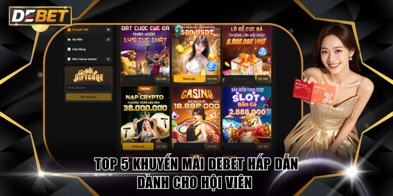 Top 5 khuyến mãi DEBET hấp dẫn dành cho hội viên